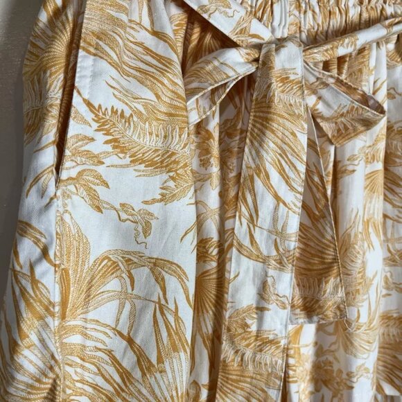 Ophelia Roe Short XL Linen Rayon Orange Tropical Hawaiian Floral Ruffle Tie Belt - Picture 4 of 6